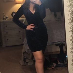 Sparkly blue velvet Windsor dress